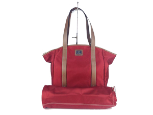 Lancel Red Canvas Shopping Tote