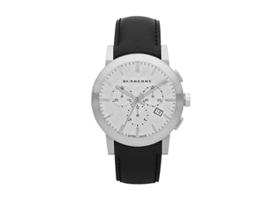 Sold Out BRAND NEW Burberry Swiss Chronograph Black Leather Strap BU9355 
