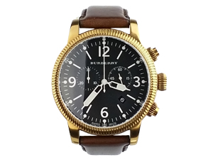 SOLD OUT Burberry Utilitarian Chronograph Black Dial Brown Leather Men's Watch BU7819