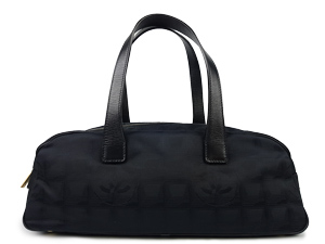 Chanel Black Nylon CC Logo Travel Line Satchel Bag