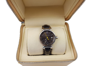 SOLD OUT Louis Vuitton Tambour Brun 28 Alligator Leather Strap Watch