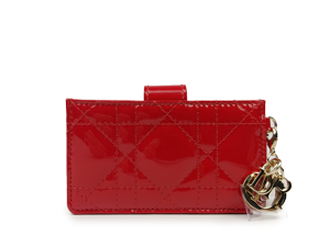 BRAND NEW Dior Red Lady Dior Gusseted Calfskin Card Holder