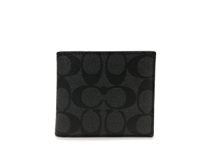 SOLD OUT BRAND NEW Coach Signature Charcoal Compact ID Wallet F74993