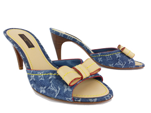 BRAND NEW Louis Vuitton Denim Bow Slides Sandals